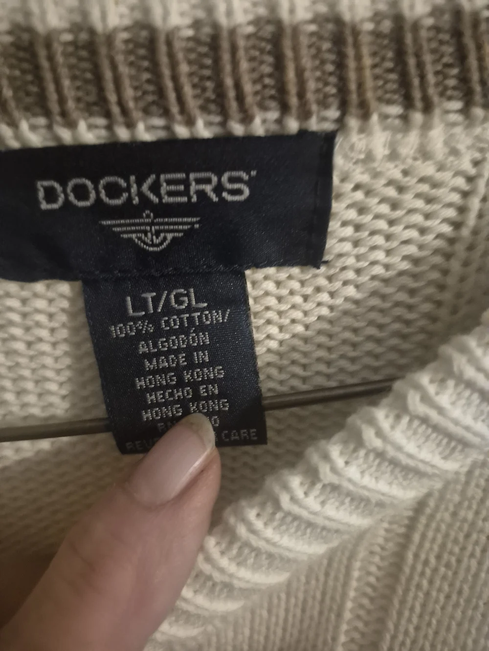 Dockers Men's Cream Ribbed Crewneck Sweater